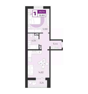 1-к квартира, вторичка, 40м2, 2/10 этаж