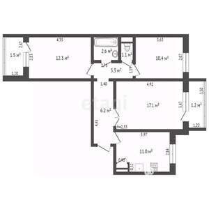 3-к квартира, вторичка, 64м2, 8/10 этаж