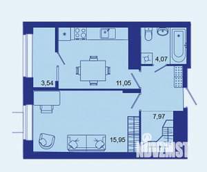 1-к квартира, сданный дом, 43м2, 15/16 этаж