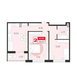 2-к квартира, вторичка, 61м2, 6/10 этаж