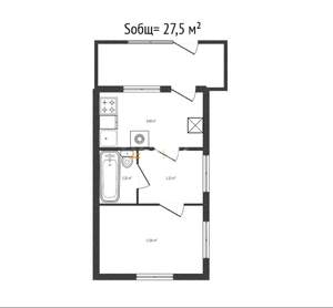 2-к квартира, вторичка, 28м2, 1/1 этаж
