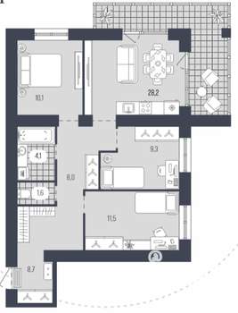 3-к квартира, вторичка, 82м2, 8/9 этаж