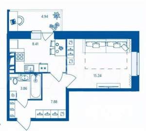 1-к квартира, вторичка, 40м2, 14/15 этаж