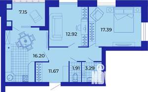 2-к квартира, вторичка, 71м2, 4/9 этаж