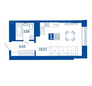 1-к квартира, вторичка, 26м2, 2/17 этаж