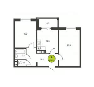 2-к квартира, сданный дом, 67м2, 13/16 этаж