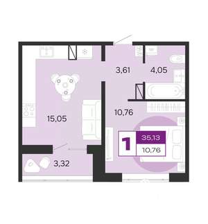 1-к квартира, вторичка, 35м2, 10/10 этаж