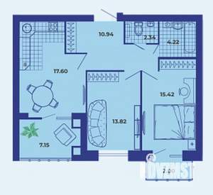 2-к квартира, сданный дом, 71м2, 9/9 этаж