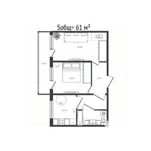 2-к квартира, вторичка, 61м2, 10/10 этаж