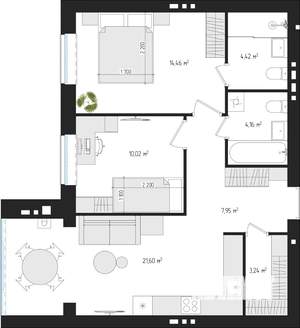 2-к квартира, вторичка, 65м2, 4/4 этаж