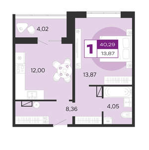 1-к квартира, вторичка, 40м2, 1/10 этаж