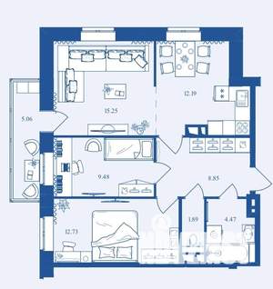 3-к квартира, вторичка, 70м2, 8/16 этаж