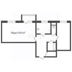 2-к квартира, вторичка, 44м2, 4/4 этаж