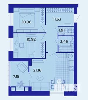 2-к квартира, вторичка, 67м2, 9/9 этаж