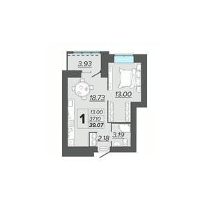 1-к квартира, вторичка, 39м2, 2/15 этаж