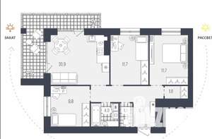 3-к квартира, вторичка, 82м2, 7/9 этаж