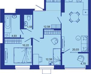 2-к квартира, вторичка, 67м2, 15/16 этаж