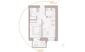 1-к квартира, вторичка, 36м2, 8/9 этаж