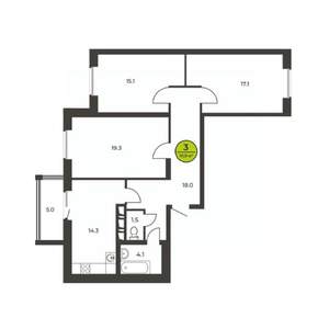 3-к квартира, вторичка, 92м2, 12/16 этаж