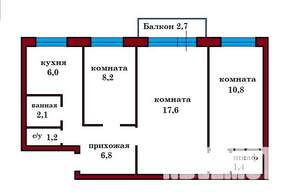 3-к квартира, вторичка, 55м2, 4/5 этаж