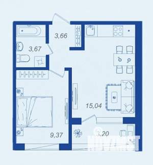 1-к квартира, вторичка, 33м2, 9/17 этаж