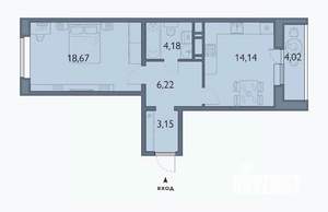 1-к квартира, вторичка, 48м2, 1/16 этаж