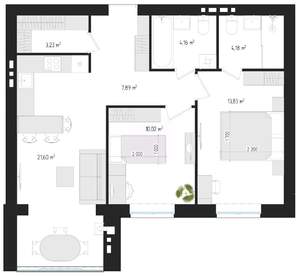 2-к квартира, вторичка, 64м2, 3/4 этаж
