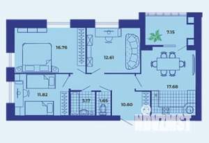 3-к квартира, сданный дом, 81м2, 6/9 этаж