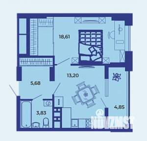 1-к квартира, вторичка, 46м2, 1/19 этаж