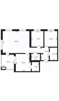 3-к квартира, вторичка, 86м2, 3/14 этаж