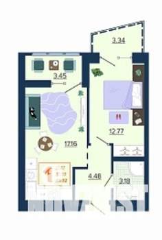 1-к квартира, вторичка, 40м2, 6/16 этаж