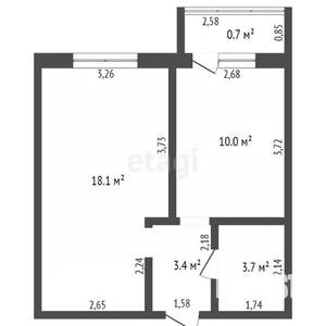 1-к квартира, вторичка, 35м2, 3/3 этаж