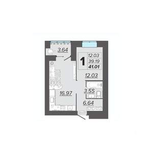 1-к квартира, вторичка, 41м2, 13/15 этаж