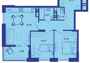 2-к квартира, вторичка, 61м2, 16/19 этаж