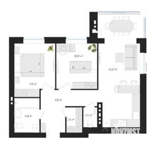 2-к квартира, сданный дом, 62м2, 1/4 этаж