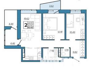 2-к квартира, вторичка, 60м2, 2/16 этаж