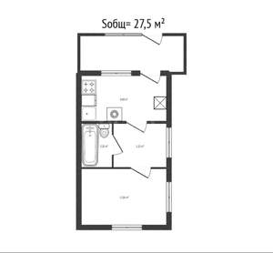 2-к квартира, вторичка, 28м2, 1/1 этаж
