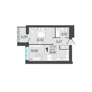 1-к квартира, вторичка, 41м2, 8/9 этаж