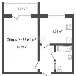 1-к квартира, вторичка, 34м2, 3/5 этаж