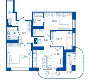 3-к квартира, вторичка, 98м2, 16/17 этаж