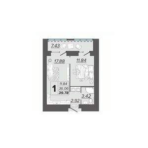 1-к квартира, вторичка, 40м2, 10/15 этаж