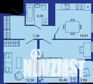 2-к квартира, вторичка, 54м2, 14/16 этаж