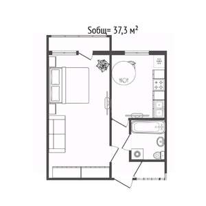 1-к квартира, вторичка, 37м2, 9/9 этаж