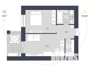 1-к квартира, вторичка, 41м2, 9/9 этаж