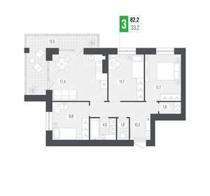 3-к квартира, вторичка, 82м2, 8/9 этаж