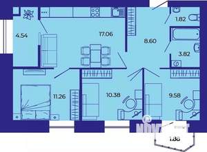 3-к квартира, вторичка, 69м2, 8/9 этаж
