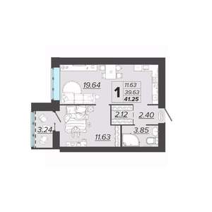 1-к квартира, вторичка, 41м2, 3/9 этаж