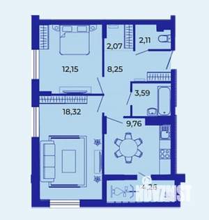 2-к квартира, вторичка, 61м2, 14/15 этаж