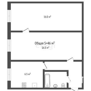 1-к квартира, вторичка, 46м2, 1/5 этаж