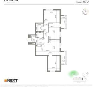 3-к квартира, вторичка, 80м2, 7/14 этаж